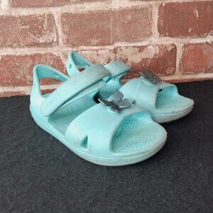 Crocs Girls Size 10 Light Blue Velcro Strap Iconic Comfort